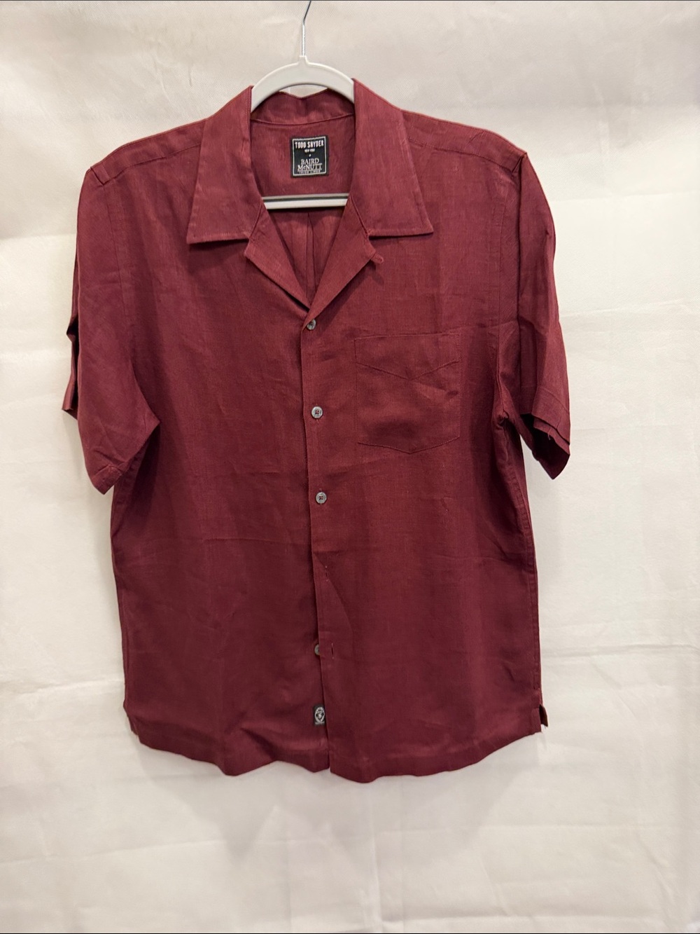 Todd Snyder Men's Linen Short-Sleeve Button-Down Shirt - Burgundy